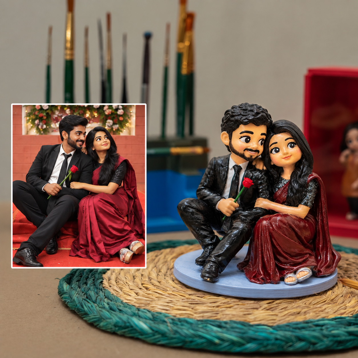 Handcrafted 3D miniatures being painted by hand